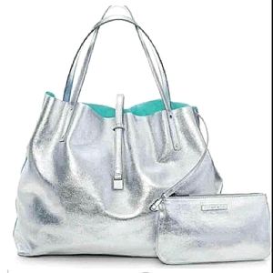 Tiffany and co. Reversible handbag teal and silver